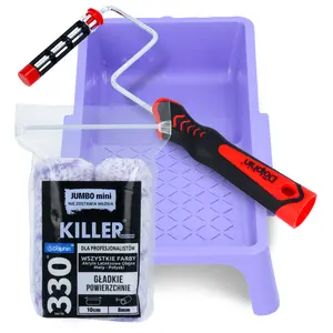 Zestaw malarski 2x Wałek 330 Jumbo Mini KILLER, Uchwyt DolphinRoller 10 cm, Kuweta mała
