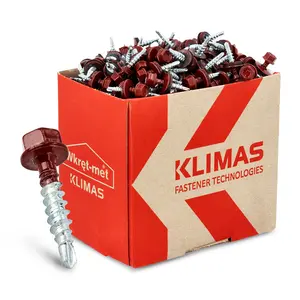 Wkręty farmerskie samowiercące z podkładką EPDM 4,8 x 25 mm wiśniowe RAL 3009